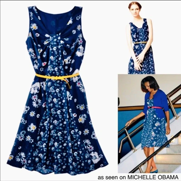 jason wu blue floral dress Jason Wu Blue Yellow & Grey Print Silk Dress sz 8 l Michael's Luxury  Consignment  Michael's Consignment NYC
